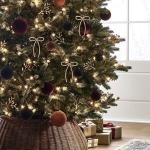 Studio McGee 3pc Metal Bow with Faux Pearls Tree Ornament Set - Threshold